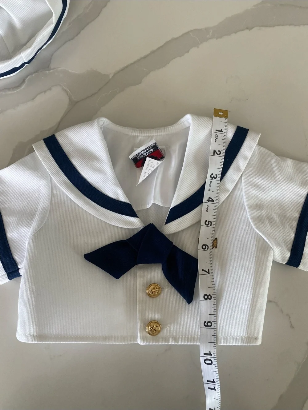Vtg Good Lad Sailor navy seals baby Outfit 2pc gold embroidered anchor Top & Hat